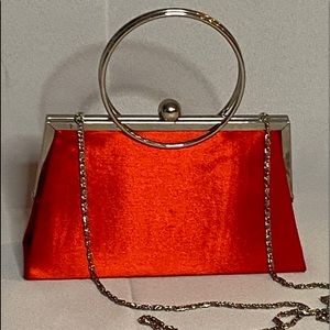 Red satin and silver vintage hand bag